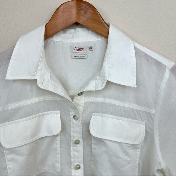 FAHERTY The Uptown Shirt Whisper Ivory Lightweight Organic Cotton Womens Sz M - Picture 5 of 15